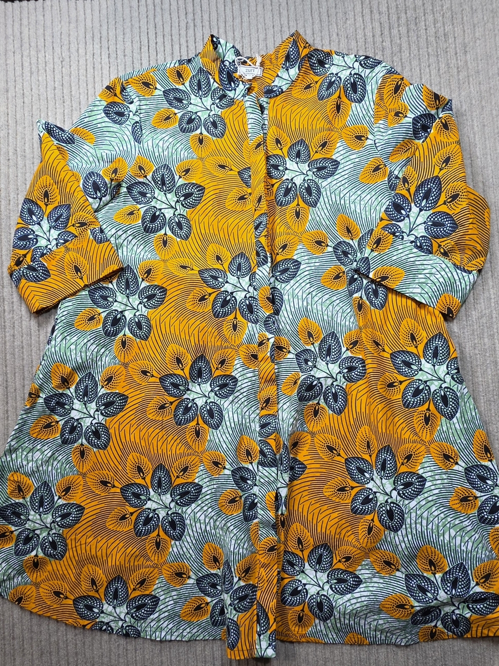 Zuri Doodle Abstract 100% Cotton Structured Dress Pockets Women's XL Orange